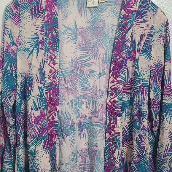 ROXY Girls Swim Cover Up Size 16 Rayon Tropical Floral Vacation - Picture 2 of 6